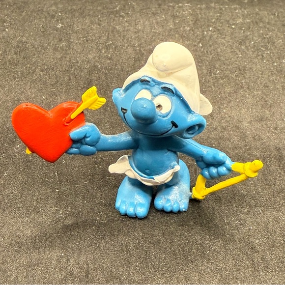 Vintage Valentine Smurf Figurines Lot | Cupid Smurfette, Mailman, cupid Smurf - Picture 7 of 7